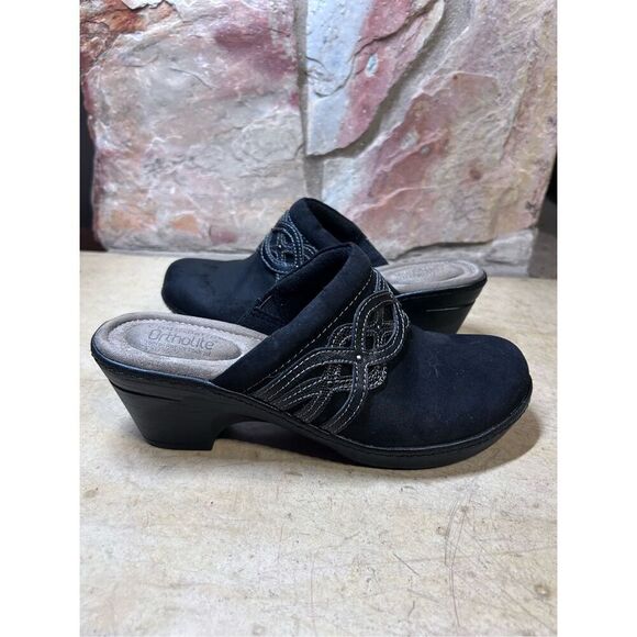 Croft & Barrow Ortholite Black Embellished Clogs Slip-On Shoes Size 7.5M - Picture 1 of 9